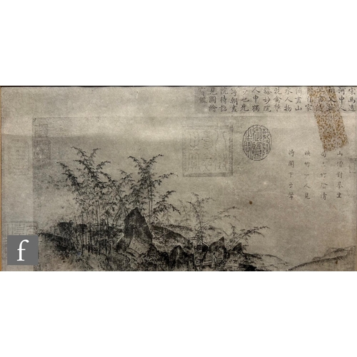 9096 - A set of six monochrome reproduction prints depicting traditional Chinese landscapes, largest measur... 