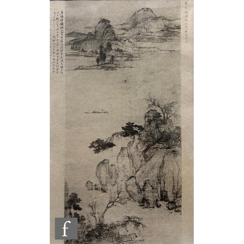 9096 - A set of six monochrome reproduction prints depicting traditional Chinese landscapes, largest measur... 