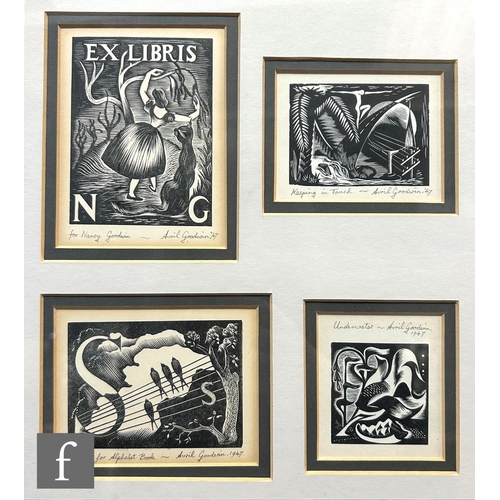 9103 - AVRIL GOODWIN (MID 20TH CENTURY) - A set of four framed wood engravings to include a study for an Ex... 