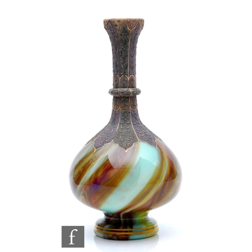 3 - Loetz - A late 19th Century Onyx glass vase, circa 1887, of footed globe and shaft form with a singl... 