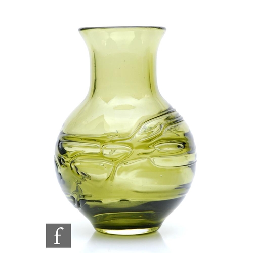 711 - Geoffrey Baxter - Whitefriars - A post war random strapped glass vase, pattern 9803, of globe and fl... 