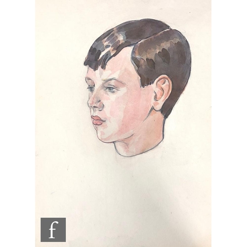 584 - Albert Wainwright (1898-1943) - A portrait of Raymond Beedle as a youth, bust length in profile, wat... 