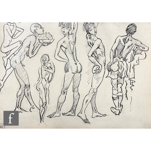 589 - Albert Wainwright (1898-1943) - A study depicting three nude male figures in various poses, to the r... 