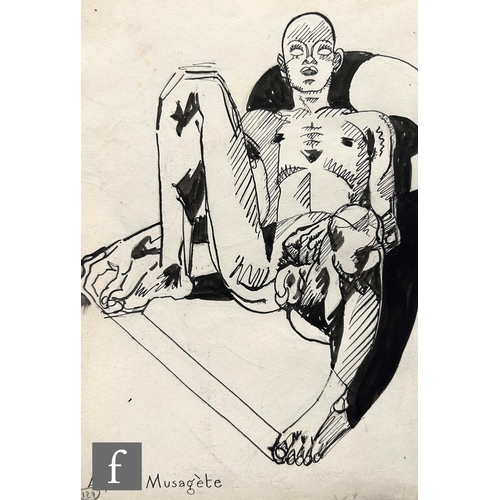 593 - Albert Wainwright (1898-1943) - 'Jac', a sketch depicting a reclining male nude, to the reverse a fu... 