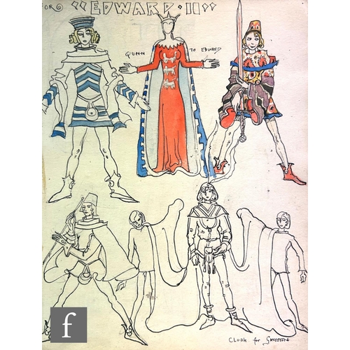 596 - Albert Wainwright (1898-1943) - A sketch depicting six set designs for various stage productions, to... 