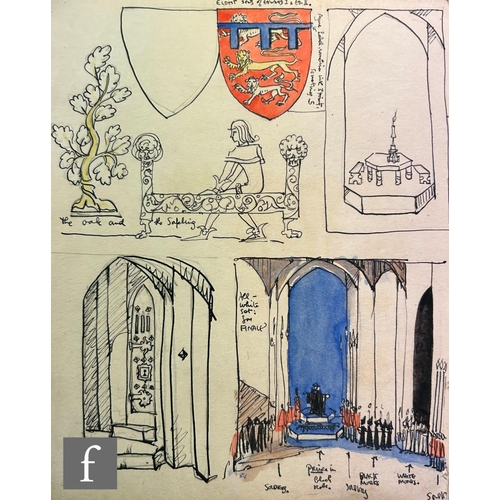 596 - Albert Wainwright (1898-1943) - A sketch depicting six set designs for various stage productions, to... 