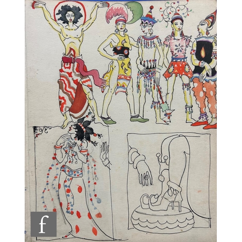 596 - Albert Wainwright (1898-1943) - A sketch depicting six set designs for various stage productions, to... 