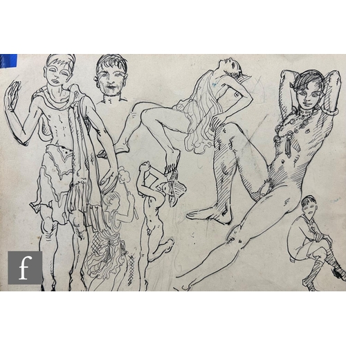 598 - Albert Wainwright (1898-1943) - A sketch depicting multiple nude male figures in various poses, to t... 