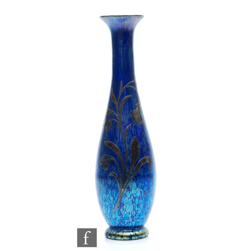 27 - Loetz - An early 20th Century Cobalt Papillion glass vase, of ovoid form with tapering neck and flar... 