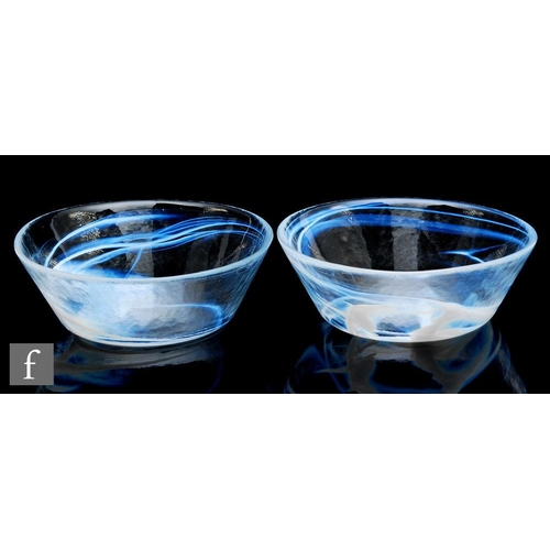 1181 - Ulrica Hydman Vallien - Kosta Boda - Two Mine range glass bowls, each of circular section, decorated... 