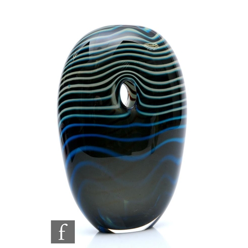 1191 - Layne Rowe - A contemporary studio glass Galaxy Flat sculpture of hollow ovoid form, decorated with ... 