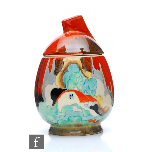 278 - Clarice Cliff - Forest Glen - A Daffodil preserve pot and cover circa 1936, hand painted with a styl... 