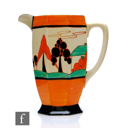 280 - Clarice Cliff - Orange Trees & House - A large Athens shape jug circa 1929, hand painted with a ... 