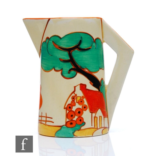 282 - Clarice Cliff - Red Roofs - A conical shape jug circa 1931, hand painted with a stylised tree and co... 