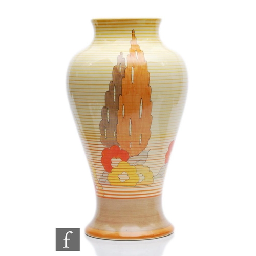 304 - Clarice Cliff - Capri - A large shape 14 Mei Ping vase circa 1934, in the Capri pattern with flowers... 