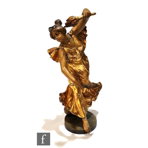 21 - Goldschieder - A large early 20th Century Art Nouveau terracotta figure modelled as a lady in a gold... 