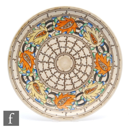 537 - Charlotte Rhead - Crown Ducal - A 1930s Art Deco charger decorated in the Tarragona pattern, tubed s... 