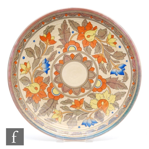 539 - Charlotte Rhead - Crown Ducal - A large 1930s Art Deco charger decorated in the Ankara pattern, prin... 