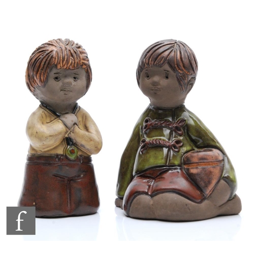 707 - Elbogen - Two Swedish post war models of stylised children, both with painted marks, tallest 17cm. (... 