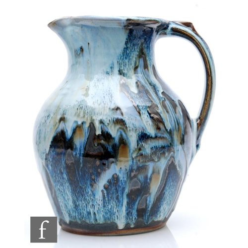 709 - David Eeles - Shepherd's Well Pottery - A large stoneware jug decorated in a streaked and running bl... 