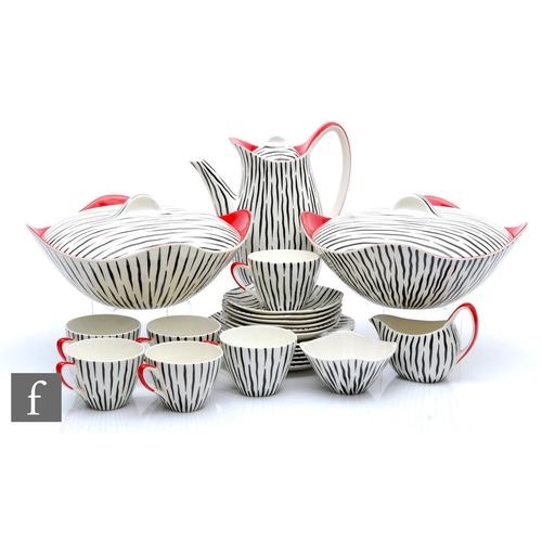 969 - Jessie Tait - Midwinter Stylecraft - A Zambesi pattern Fashion Shape coffee service, comprising coff... 