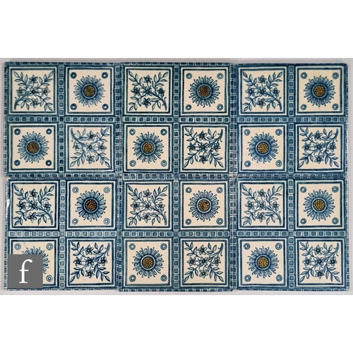 58 - W & B Simpson - Six 6 inch dust pressed tiles decorated in the Arts and Crafts style with an alt... 