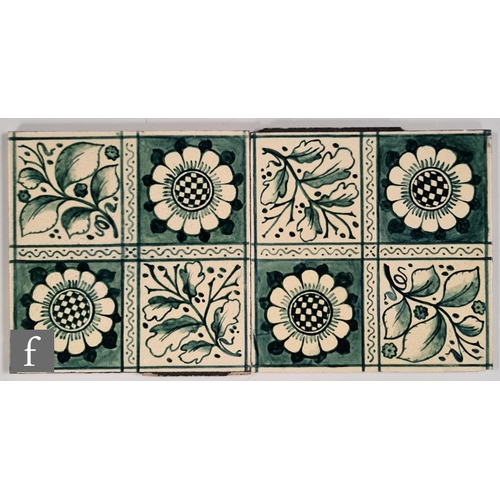 59 - Attributed to Philip Webb for William Morris - Minton Hollins - Two 6 inch dust pressed Longden tile... 