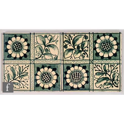 60 - Attributed to Philip Webb for William Morris - Minton Hollins - Two 6 inch dust pressed Longden tile... 