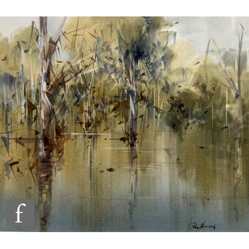 1395 - John Borrack (Born 1933) - 'Flooded Swamp, Yan Yean', watercolour, signed, signed and titled in penc... 