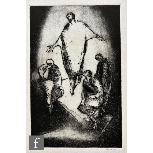 615 - Bayard Osborn (1912-1922) - Christ on the cross, etching, signed, unframed, 27cm x 13.5cm, also five... 