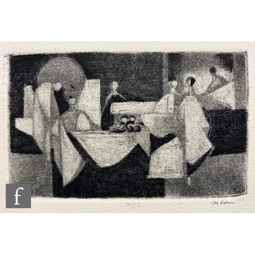 616 - Bayard Osborn (1912-1922) - Three figures in a sailing boat, etching, signed, numbered 6/100, unfram... 