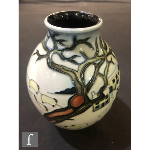 257 - Philip Gibson - Moorcroft Pottery - A vase of swollen form decorated in the Swaledale pattern, print... 