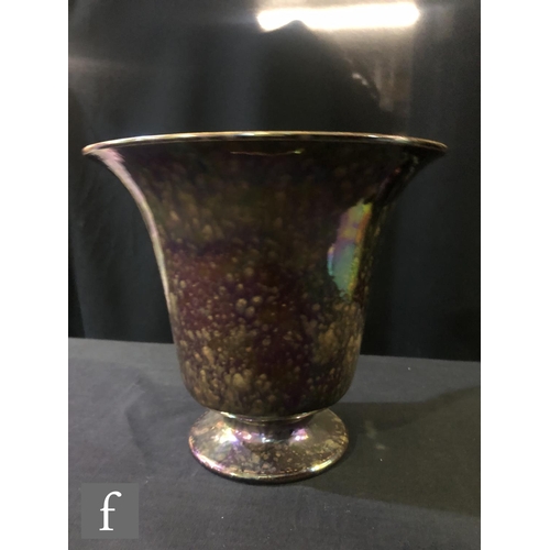 102 - Ruskin Pottery - A large bronze lustre vase of flared form, impressed mark and dated 1925, height 18... 