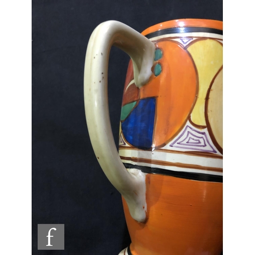 392 - Clarice Cliff - Melon - A Coronet shape jug circa 1930, hand painted with a band of abstract fruit b... 