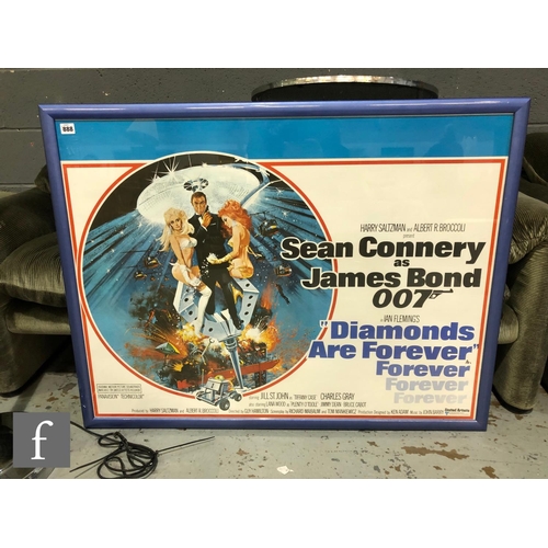 888 - James Bond - Diamonds Are Forever, original 1971 UK Quad poster,  30 inch x 40 inch, framed, linen b... 