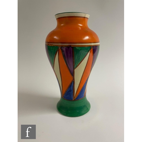 393 - Clarice Cliff - Original Bizarre - A large shape 14 Mei Ping vase circa 1920, hand painted with a de... 