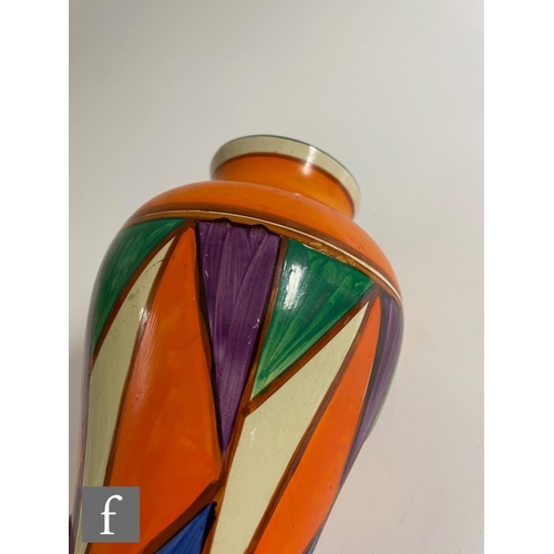 393 - Clarice Cliff - Original Bizarre - A large shape 14 Mei Ping vase circa 1920, hand painted with a de... 