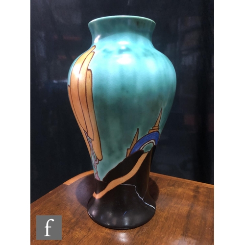 302 - Clarice Cliff - Inspiration Caprice - A shape 14 Mei Ping vase circa 1930, hand painted with a styli... 