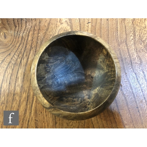 1368 - Mike Wilson - A group of contemporary wooden bowls to include a large blackened cedar, a medium wild... 