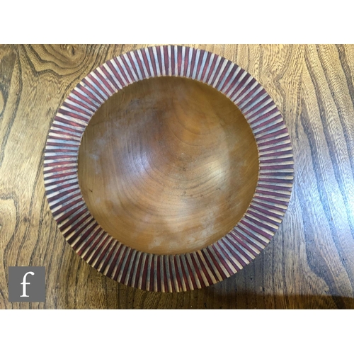 1368 - Mike Wilson - A group of contemporary wooden bowls to include a large blackened cedar, a medium wild... 