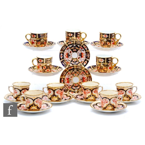 103 - A collection of assorted early 20th Century Imari pattern coffee cups and saucers comprising five Ro... 