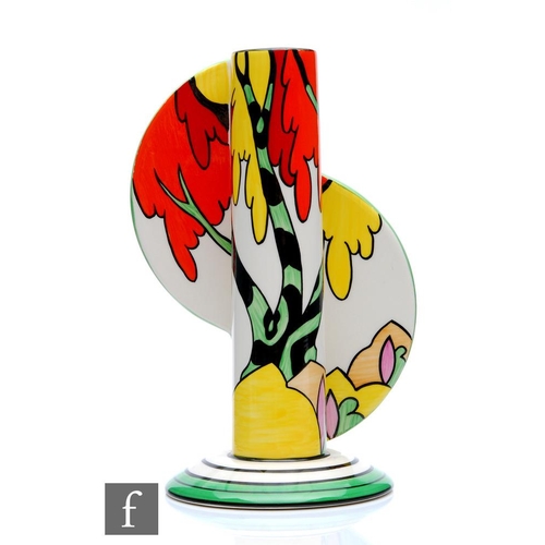 121 - A boxed Wedgwood Clarice Cliff hand painted shape 464 vase decorated in the Honolulu pattern, number... 