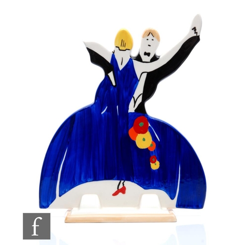 128 - A boxed Wedgwood Clarice Cliff Collectors hand painted Age of Jazz Dancing Couple 1930 in Blue, numb... 