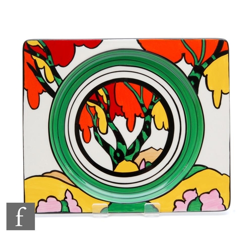 133 - A boxed Wedgwood Clarice Cliff hand painted Biarritz plate in the Honolulu pattern, number 6 in a li... 