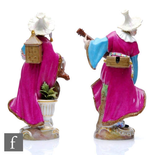 138 - A pair of 19th Century Meissen figures modelled as Malabar Musicians, after the 18th Century origina... 