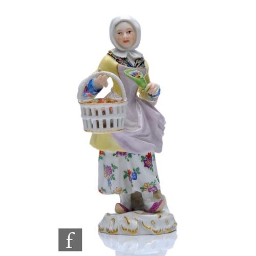 140 - A 19th Century Meissen Street Trader figure from the Cris de Paris series modelled as the waffle or ... 