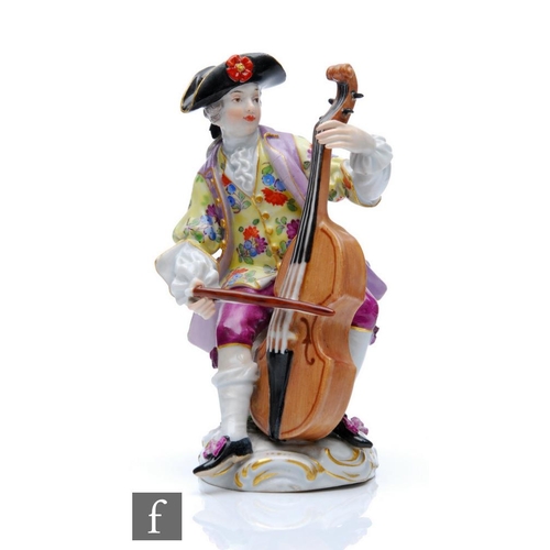 144 - A 19th Century model of the cello player from the Gallant Orchestra, after the original by J.J Kandl... 