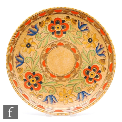 32 - A large 1930s Charlotte Rhead Crown Ducal Art Deco charger decorated in the 6189 Mexican pattern, pr... 