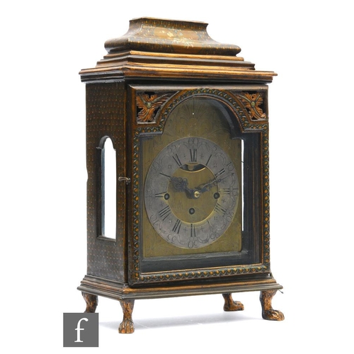 484 - A 20th Century George III style bracket clock in painted case, the spring driven movement quarter st... 