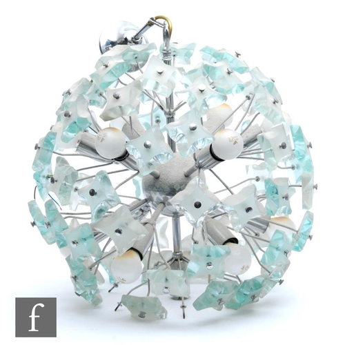 522 - A 1960s Italian Sputnik style dandelion chandelier, of sphere form with radiating chrome arms mounte... 